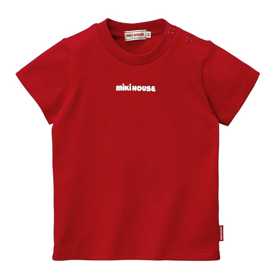 Amazon | [ミキハウス] シンプルロゴ半袖Tシャツ (赤) 12-5217